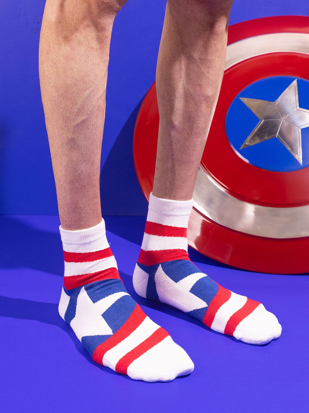 Balenzia x Marvel Men Pack Of 3 Captain America & Hulk Patterned Above Ankle-Length Socks-picture-48