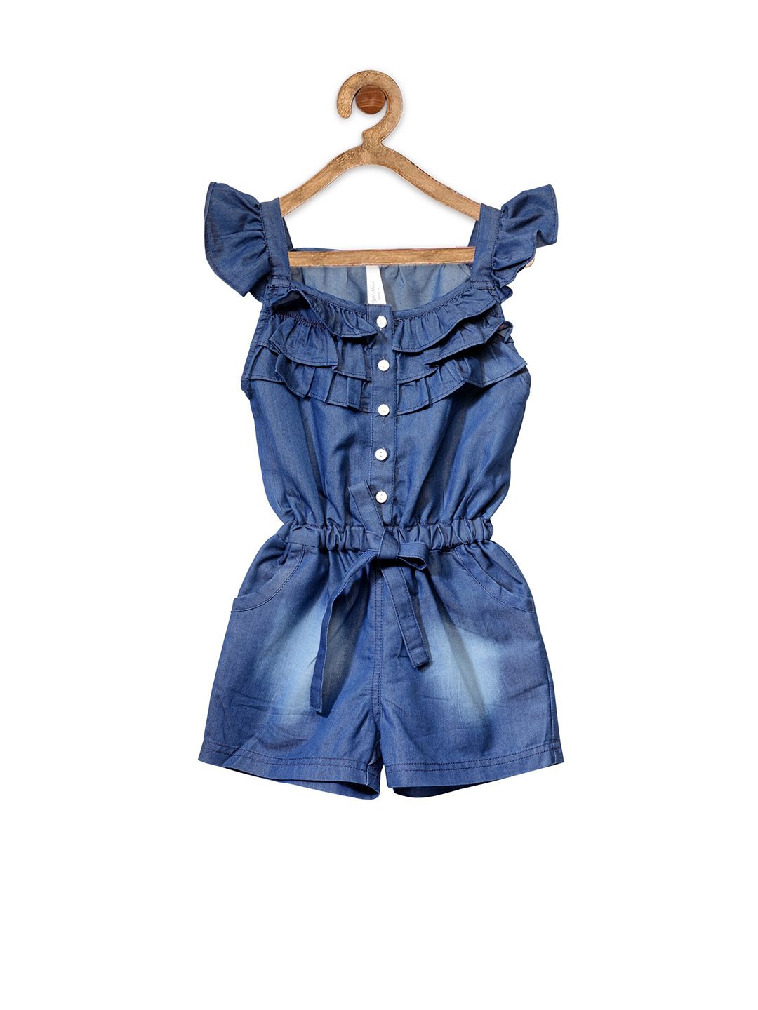 StyleStone Girls Blue Ruffled Jumpsuit-picture-11