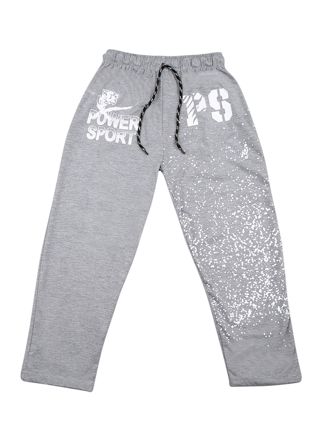 SWEET ANGEL Boys Grey Melange Printed Cotton Track Pants-picture-32