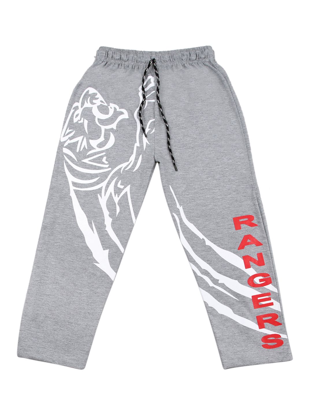 SWEET ANGEL Boys Grey-Melange & White Printed Pure Cotton Relaxed-Fit Track Pant-picture-11