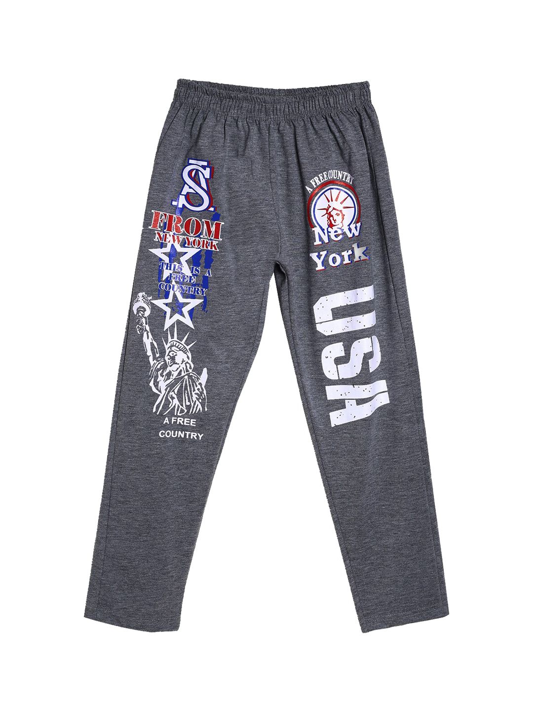 SWEET ANGEL Boys Charcoal Printed Pure Cotton Relaxed-Fit Track Pants-picture-45