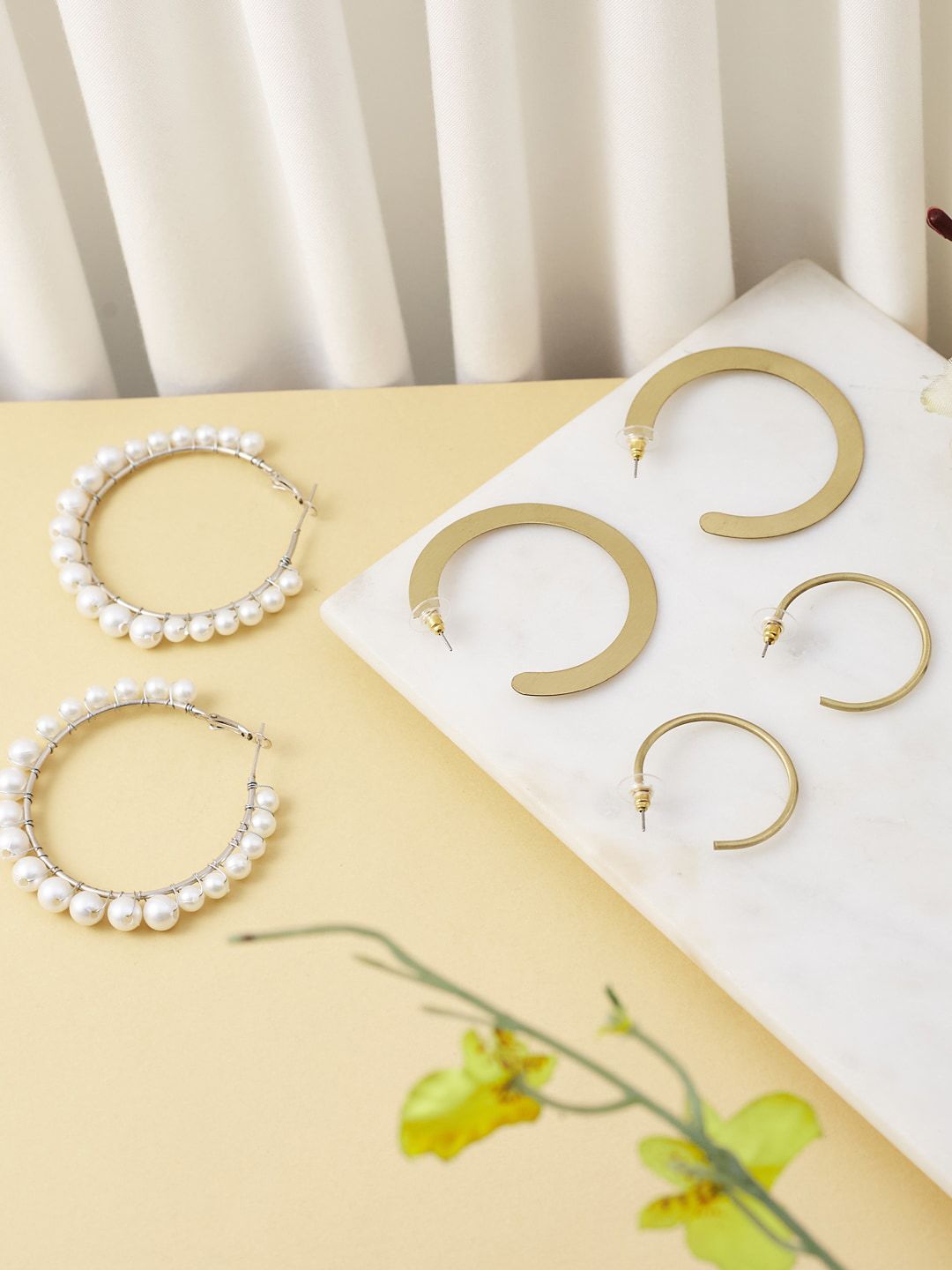 ATIBELLE Gold-Toned Circular Hoop Earrings