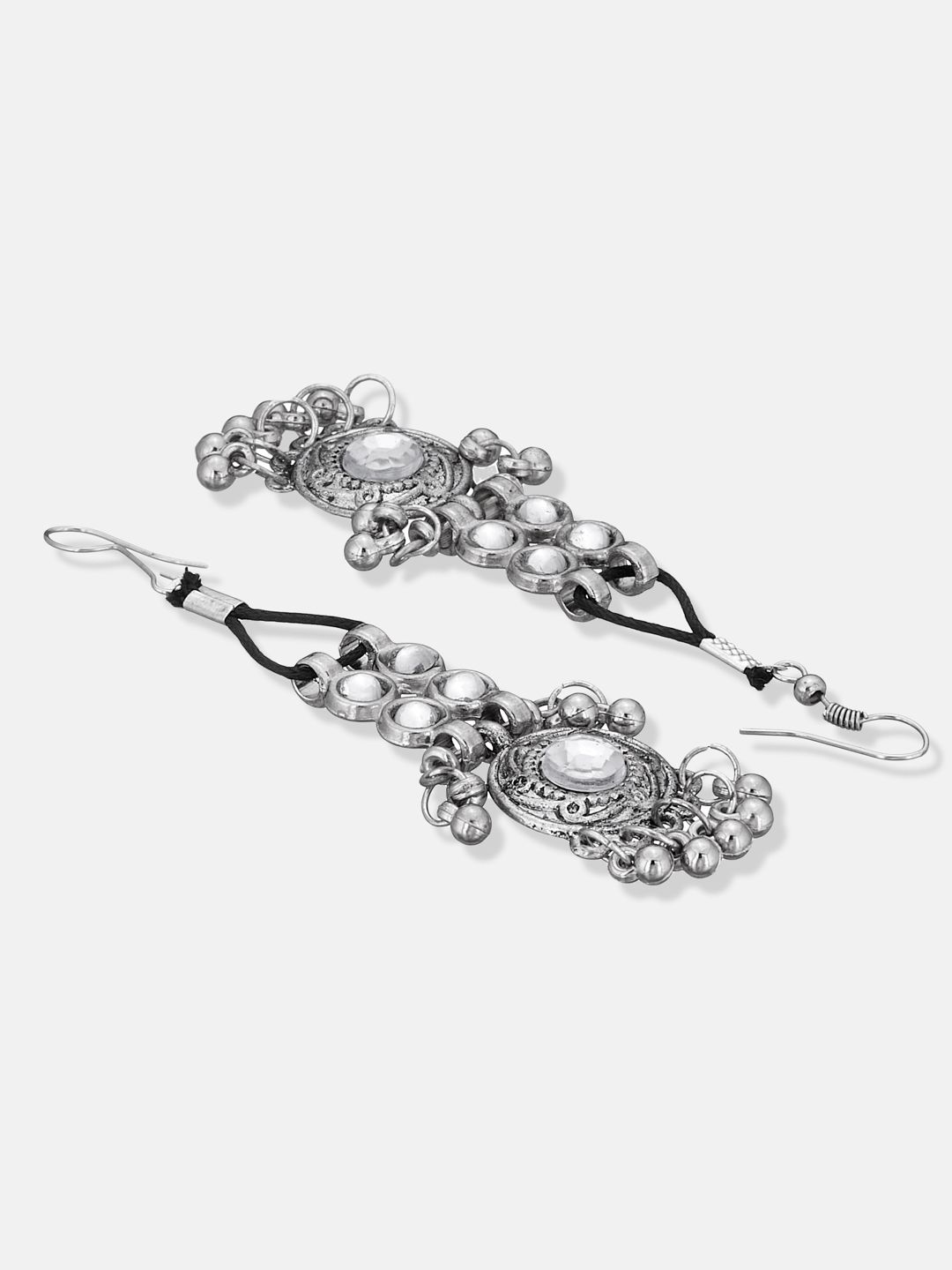 ATIBELLE Silver-Plated Stone-Studded & Beaded Afghani Jewellery Set