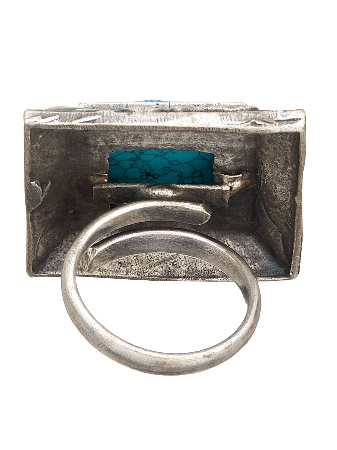 ATIBELLE Women Silver-Plated Artificial Stone Studded Adjustable Statement Finger Ring
