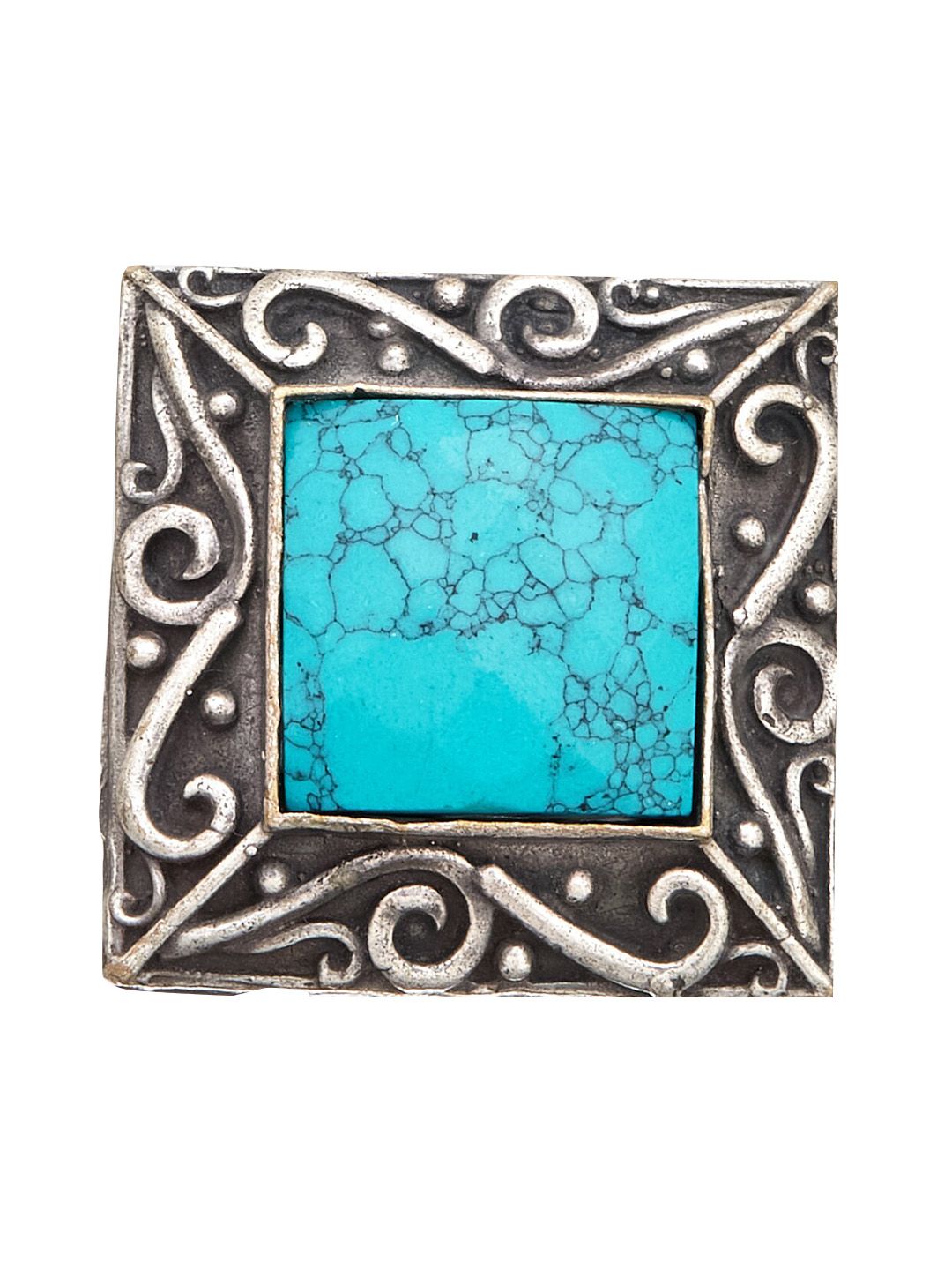ATIBELLE Women Silver-Plated Artificial Stone Studded Adjustable Statement Finger Ring