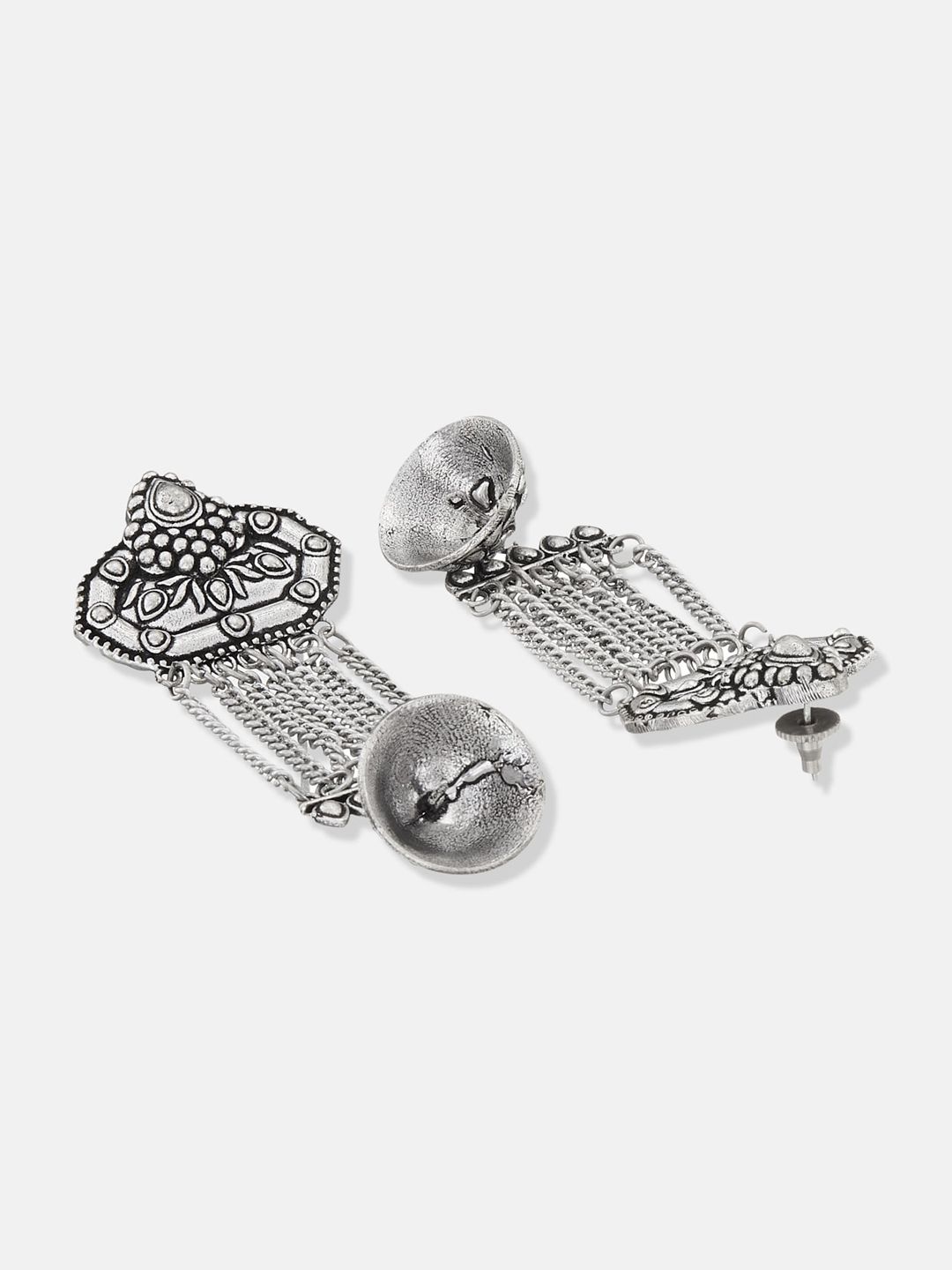 ATIBELLE Silver-Toned Contemporary Drop Earrings