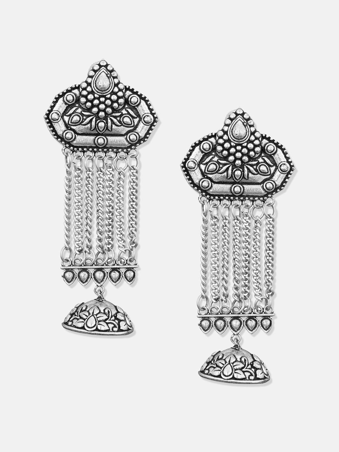 ATIBELLE Silver-Toned Contemporary Drop Earrings
