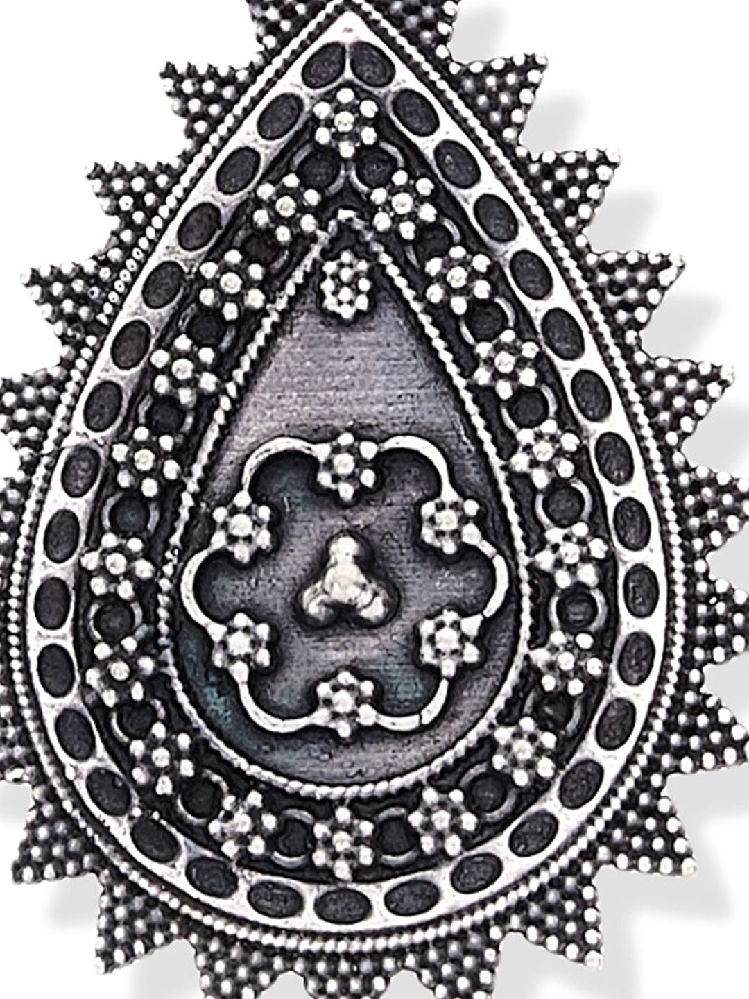 ATIBELLE Oxidised Silver-Plated Leaf Designed Adjustable Ring
