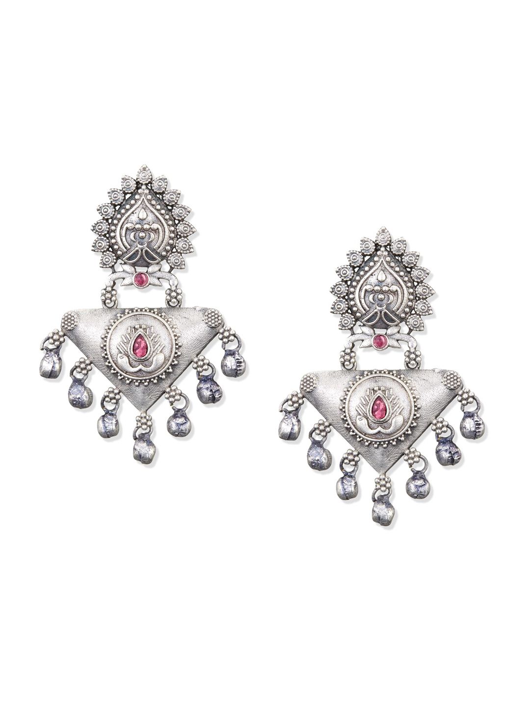 ATIBELLE Silver-Plated Contemporary Drop Earrings