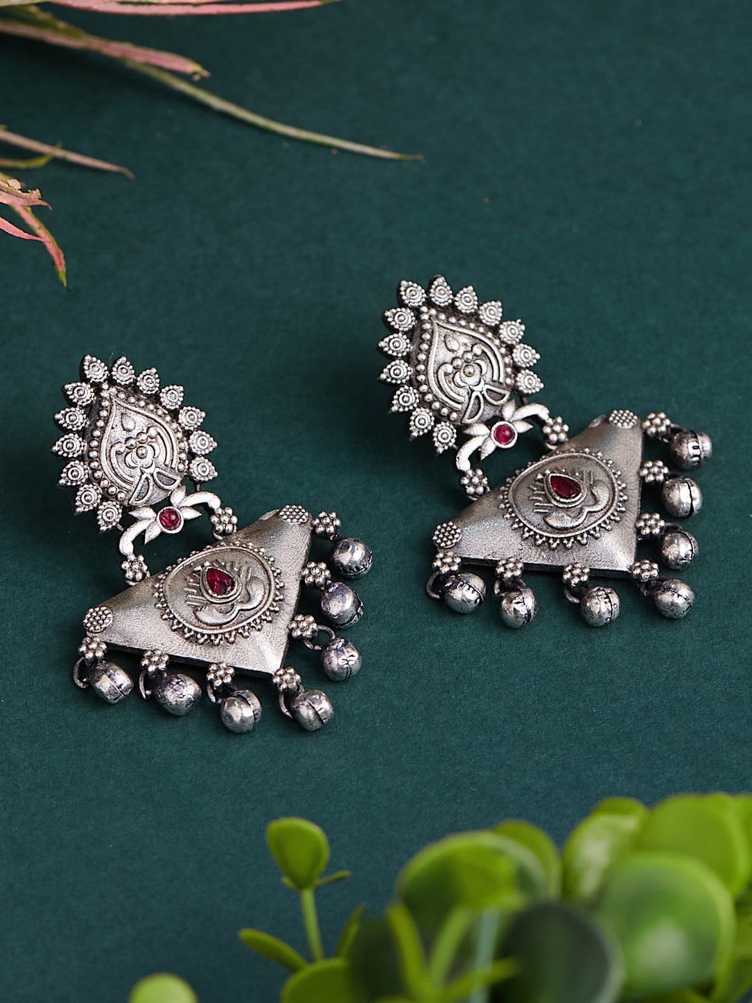 ATIBELLE Silver-Plated Contemporary Drop Earrings