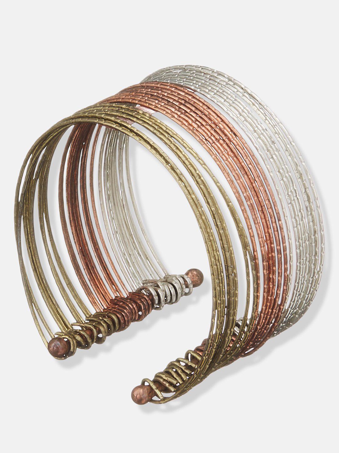 ATIBELLE Silver-Plated Gold-Toned Bangle Set