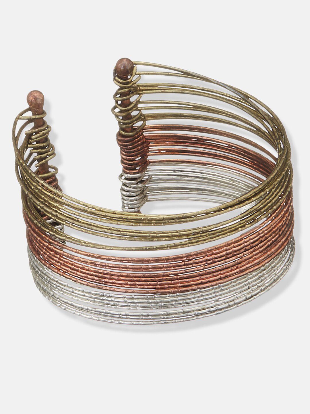 ATIBELLE Silver-Plated Gold-Toned Bangle Set