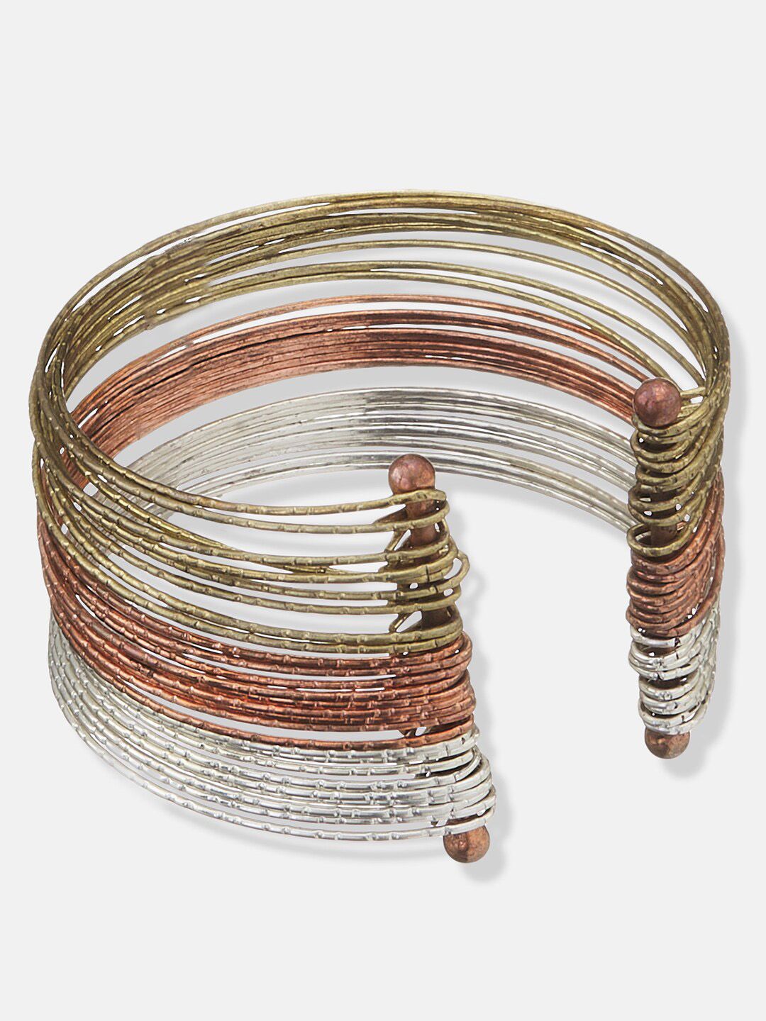 ATIBELLE Silver-Plated Gold-Toned Bangle Set