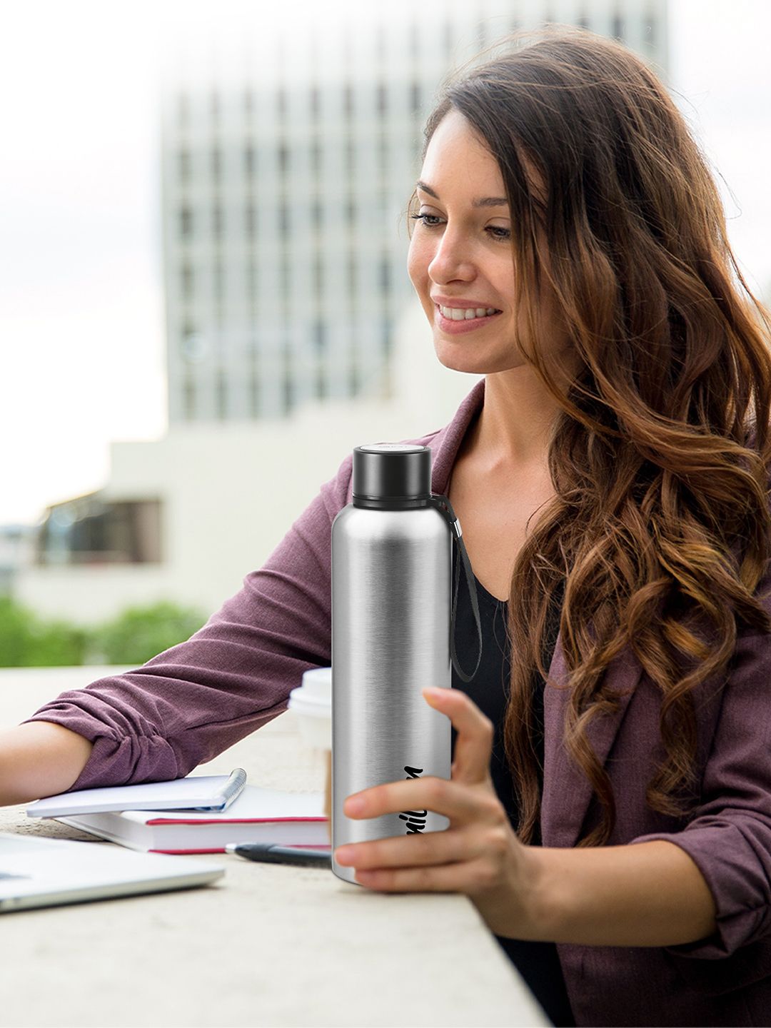 Milton Silver-Toned Aura 1000 Thermosteel Bottle 1.05 L