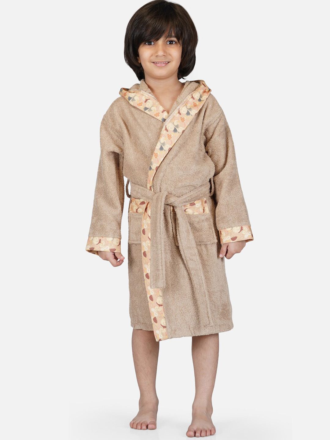 RANGOLI Kids Beige Solid Bath Robe 600 GSM-image-44