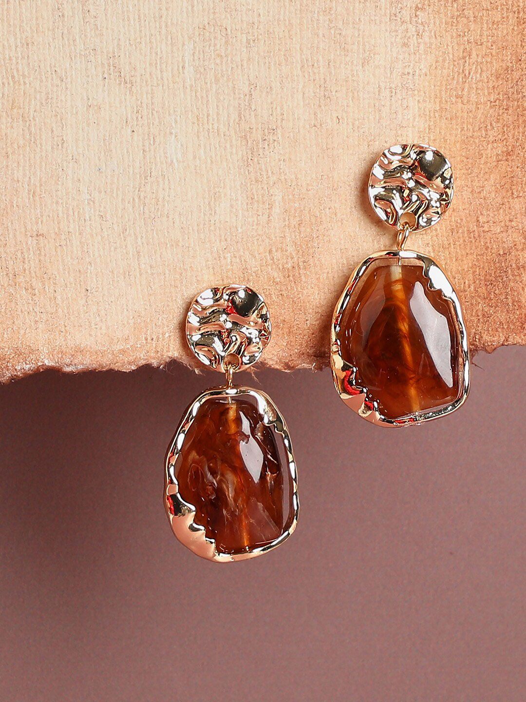 SOHI Gold-Plated Contemporary Drop Earrings-picture-50