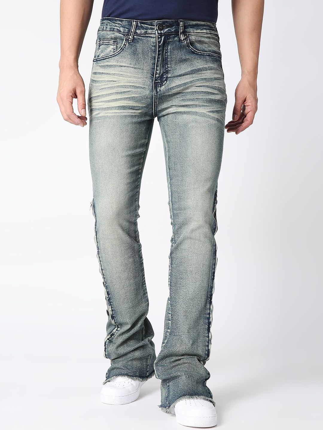 WAIMEA Men Blue Skinny Fit Heavy Fade Stretchable Jeans-picture-55