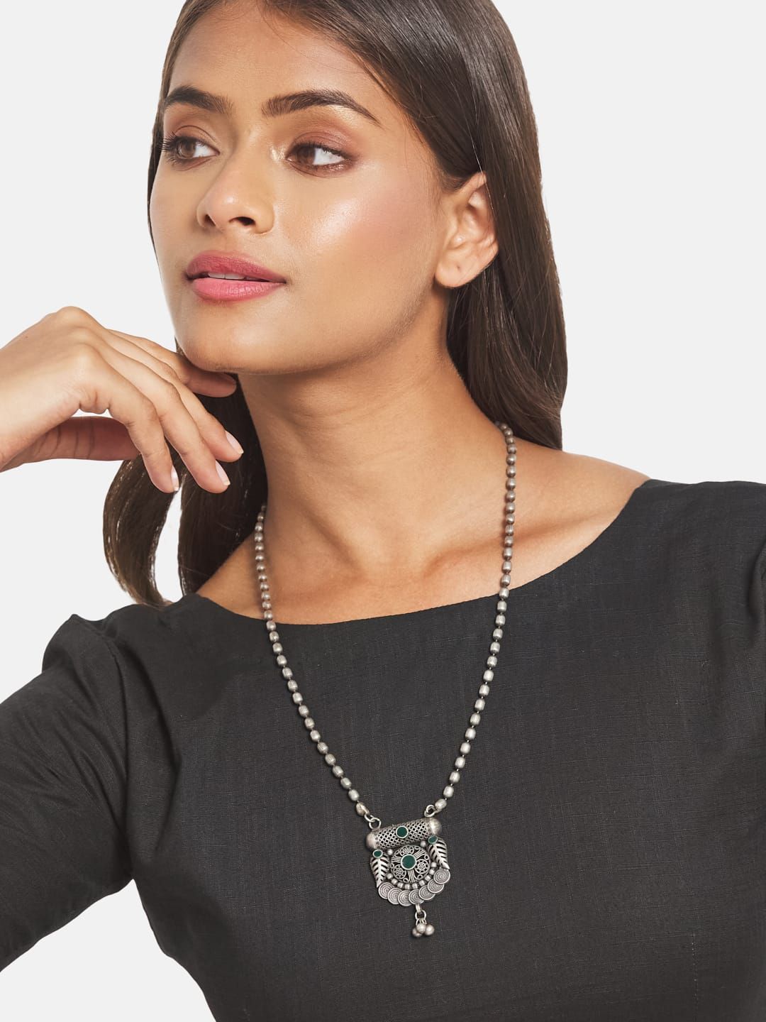 ATIBELLE Silver-Plated Oxidised Necklace