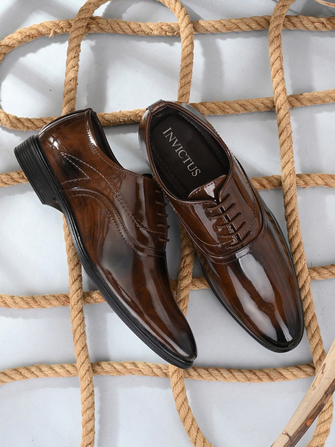 INVICTUS Men Tan Brown Solid Formal Oxfords-image-15