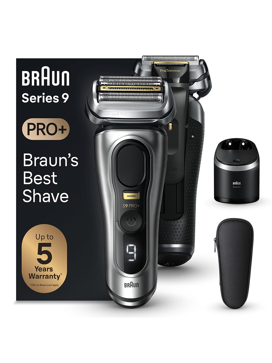 Braun Series 9 Pro 9467CC Wet & Dry Shaver with Leather Travel Case - Silver-Toned
