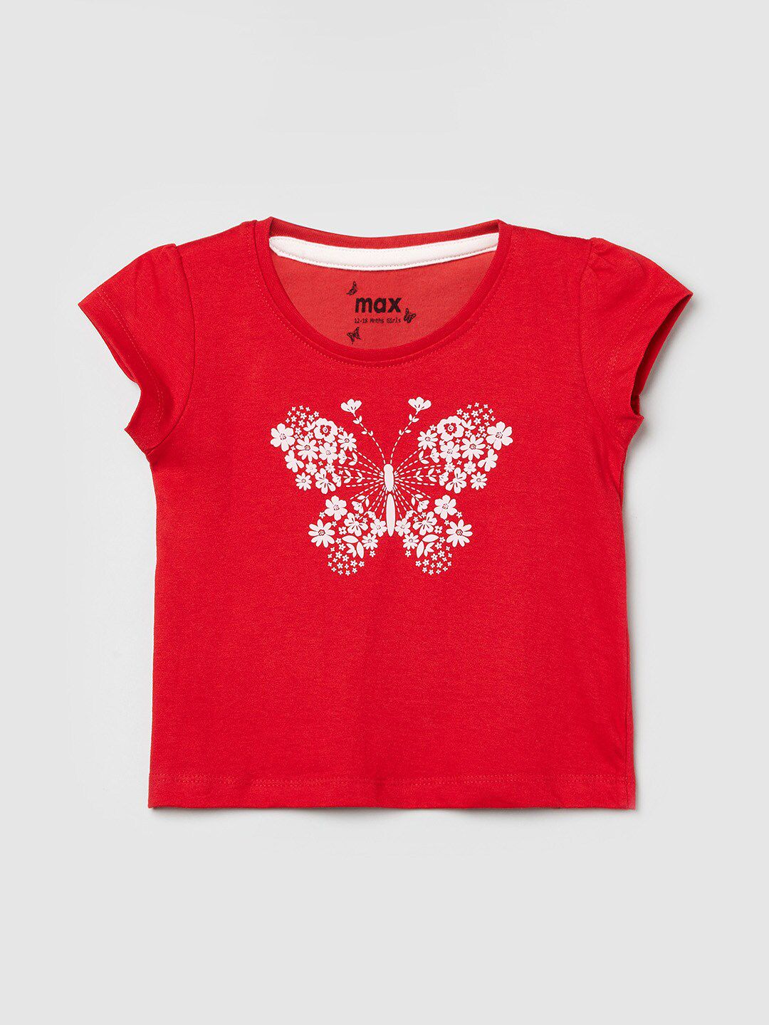 max Girls Red Floral Printed Applique T-shirt-picture-40