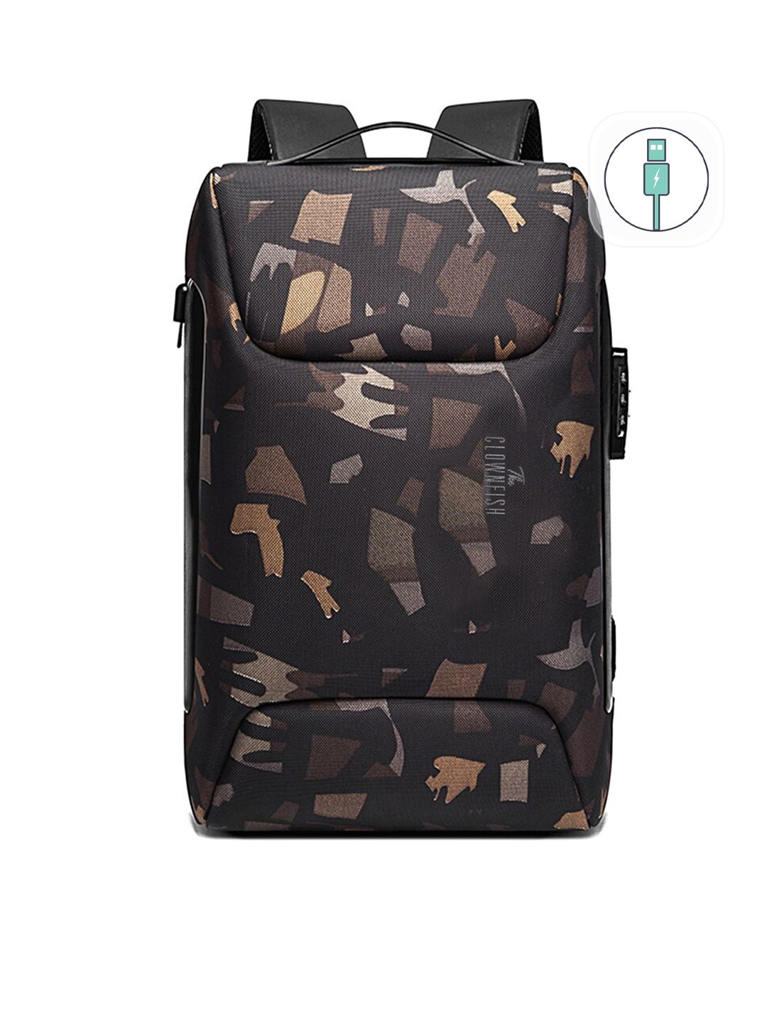 THE CLOWNFISH Unisex Green & Brown Backpack with USB Charging Port-picture-57