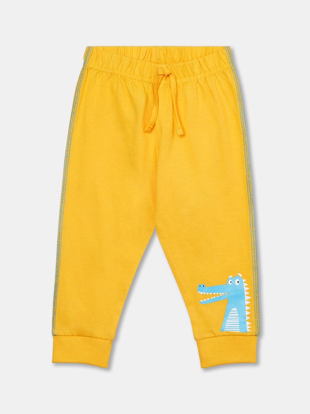 R&B Infant Boys Yellow Solid Cotton Drawstring Joggers-picture-58
