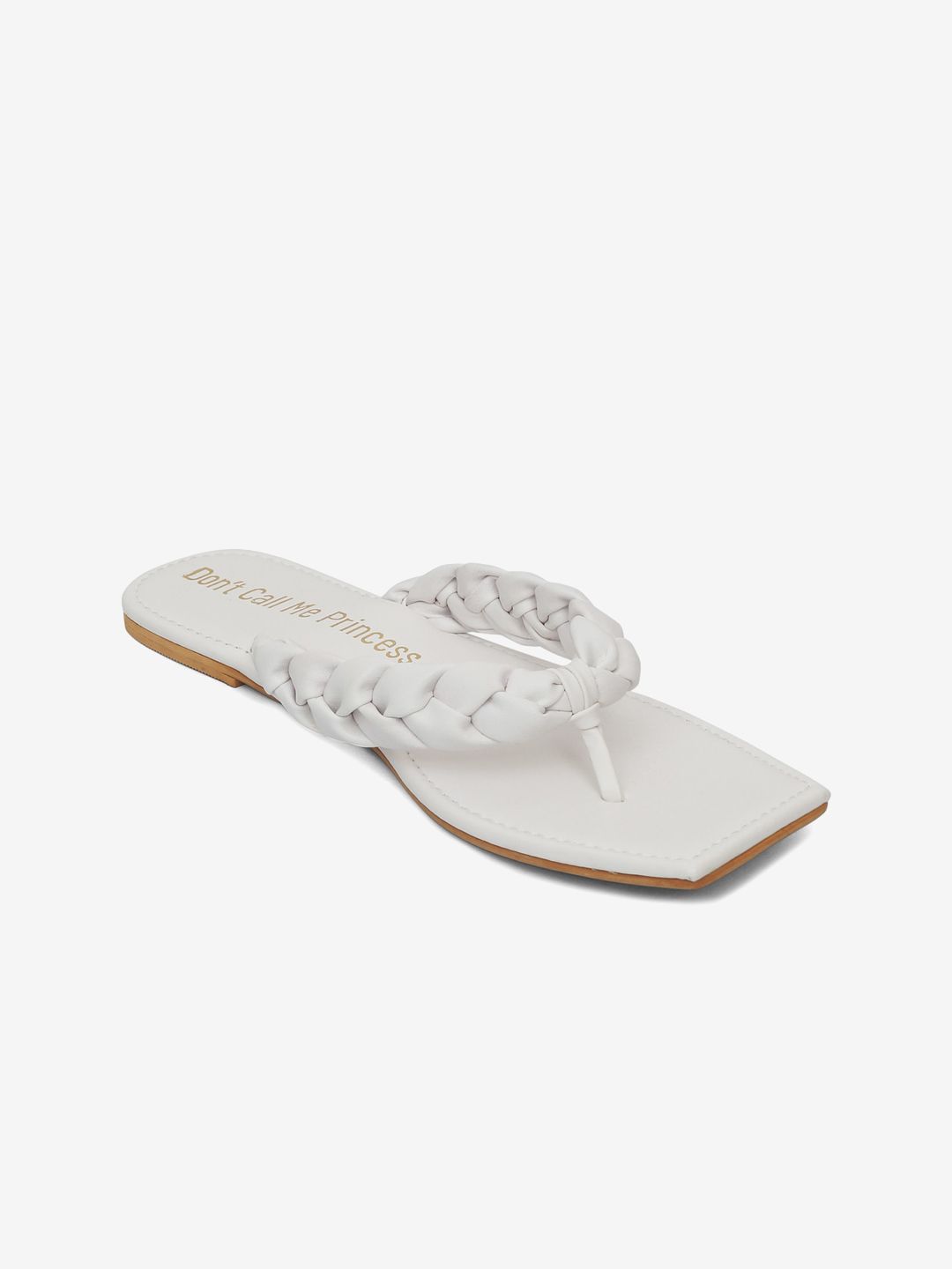 Don't Call Me Princess Women White Embellished T-Strap Flats with Bows