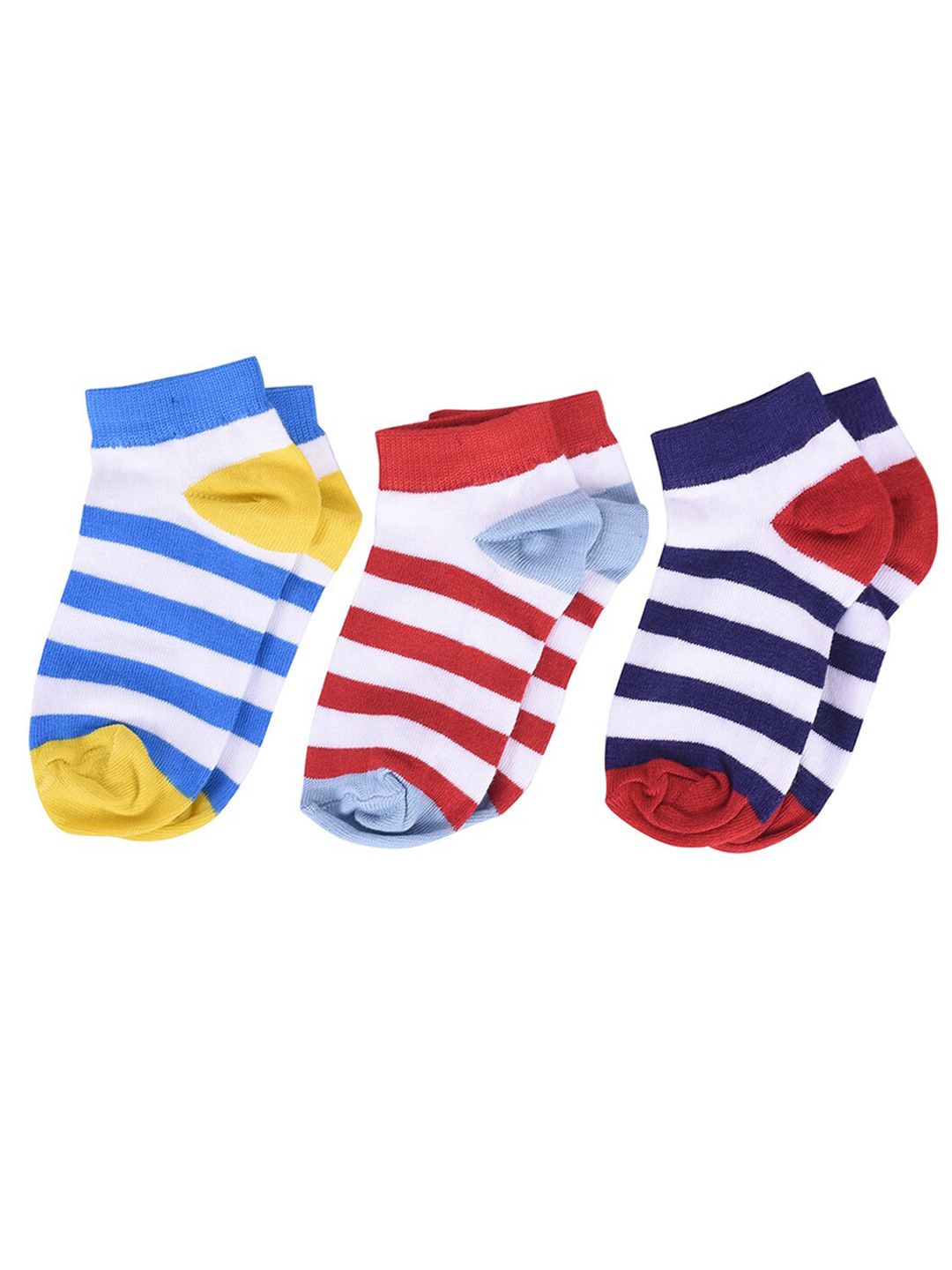 FOOTPRINTS Kids Set Of 3 Striped Organic Cotton Ankle Length Socks-picture-44