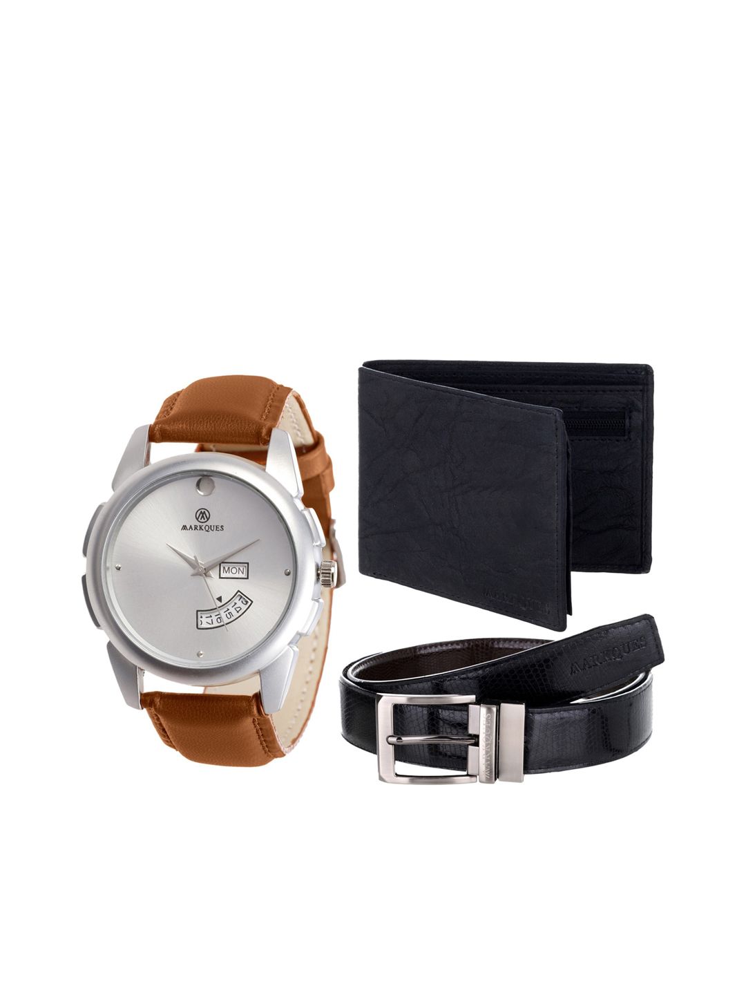 MARKQUES Men Black & Tan Colored Leather Accessory Gift Set STV-770904-MAX-01-OT-01-Multi-picture-35
