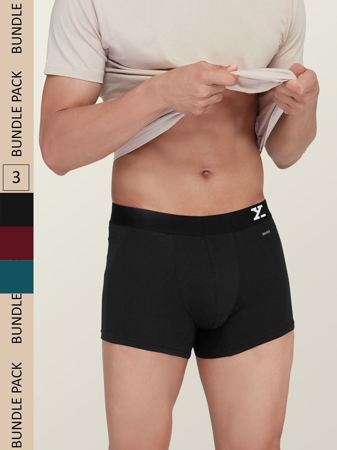 XYXX Men Pack Of 3 Aero Super Combed Cotton Trunks XYTRNK3PCKN540