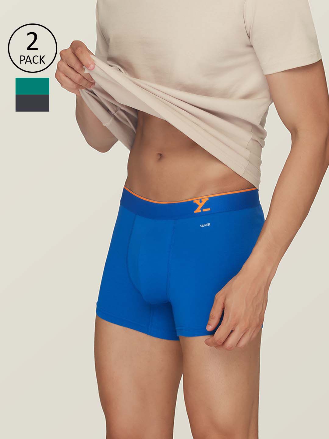XYXX Men Pack Of 2 Traq Silver Cotton Trunk-picture-16