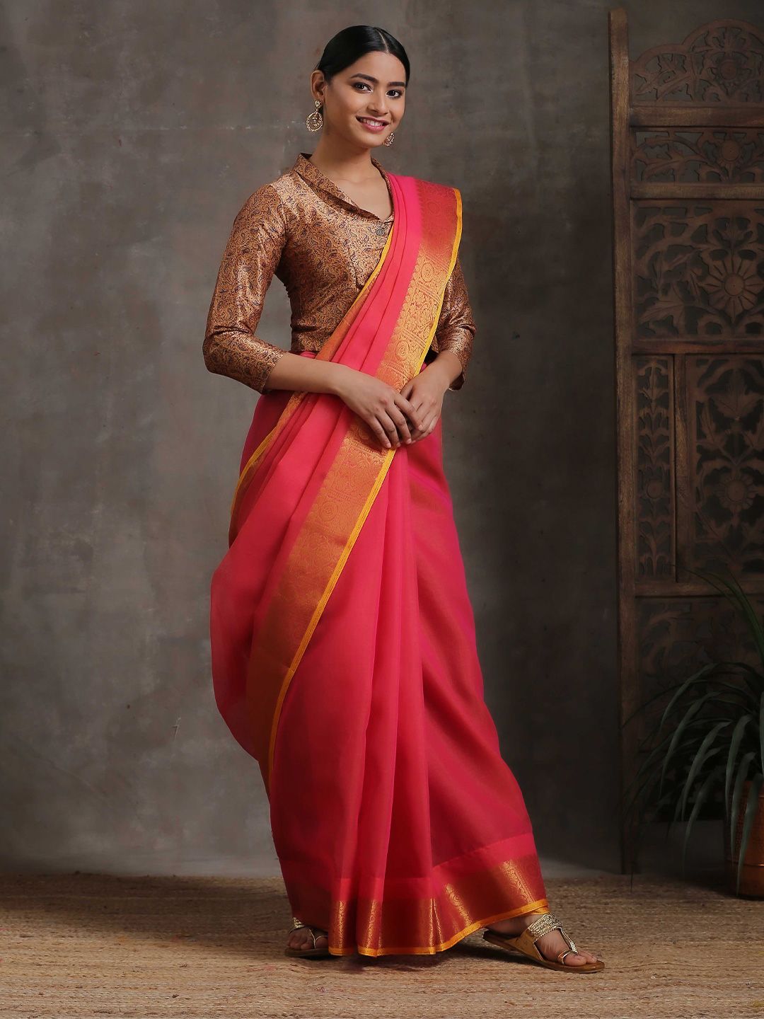 Coral sarees - Buy Coral sarees online in India