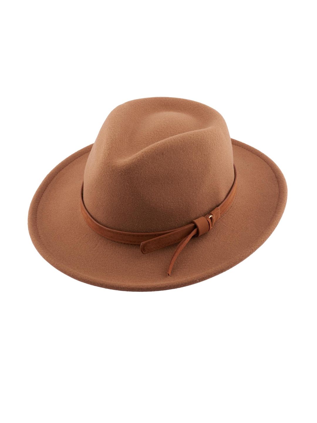 The Tie Hub Men Brown Cowboy Solid Fedora Hat-picture-37