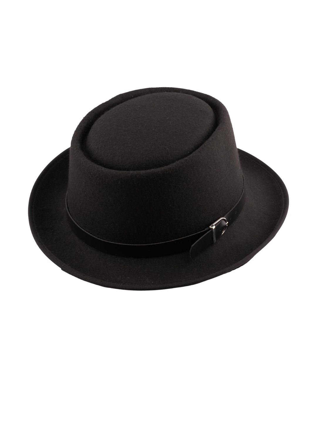 The Tie Hub Men Black Solid Basic Fedora Hat-picture-21