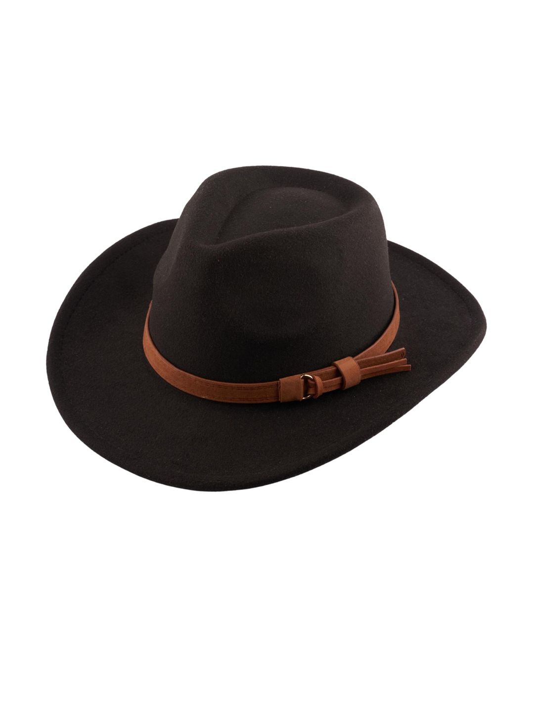 The Tie Hub Black Cowboy Solid Fedora Hat-picture-56