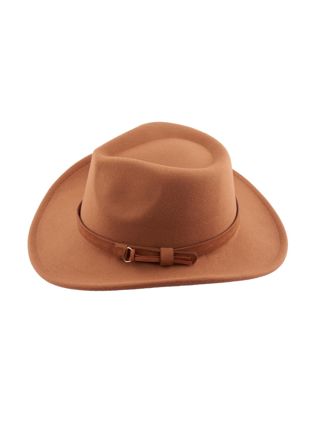 The Tie Hub Brown Solid Fedora Hat-picture-26