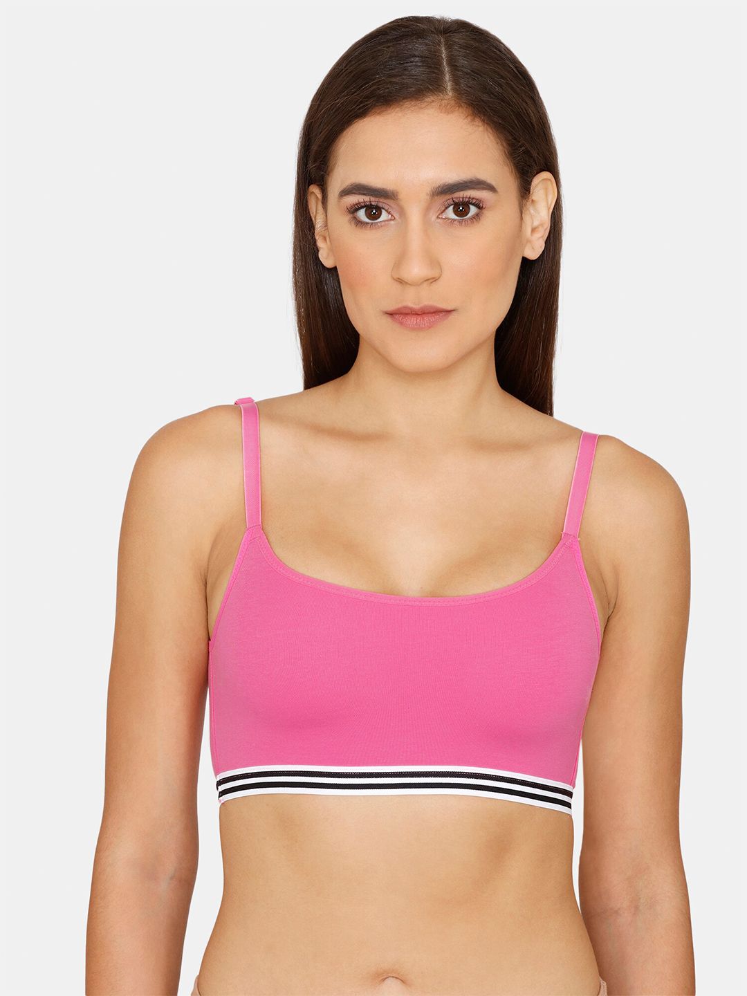 Zivame Women Pink & Black Non Padded Bra