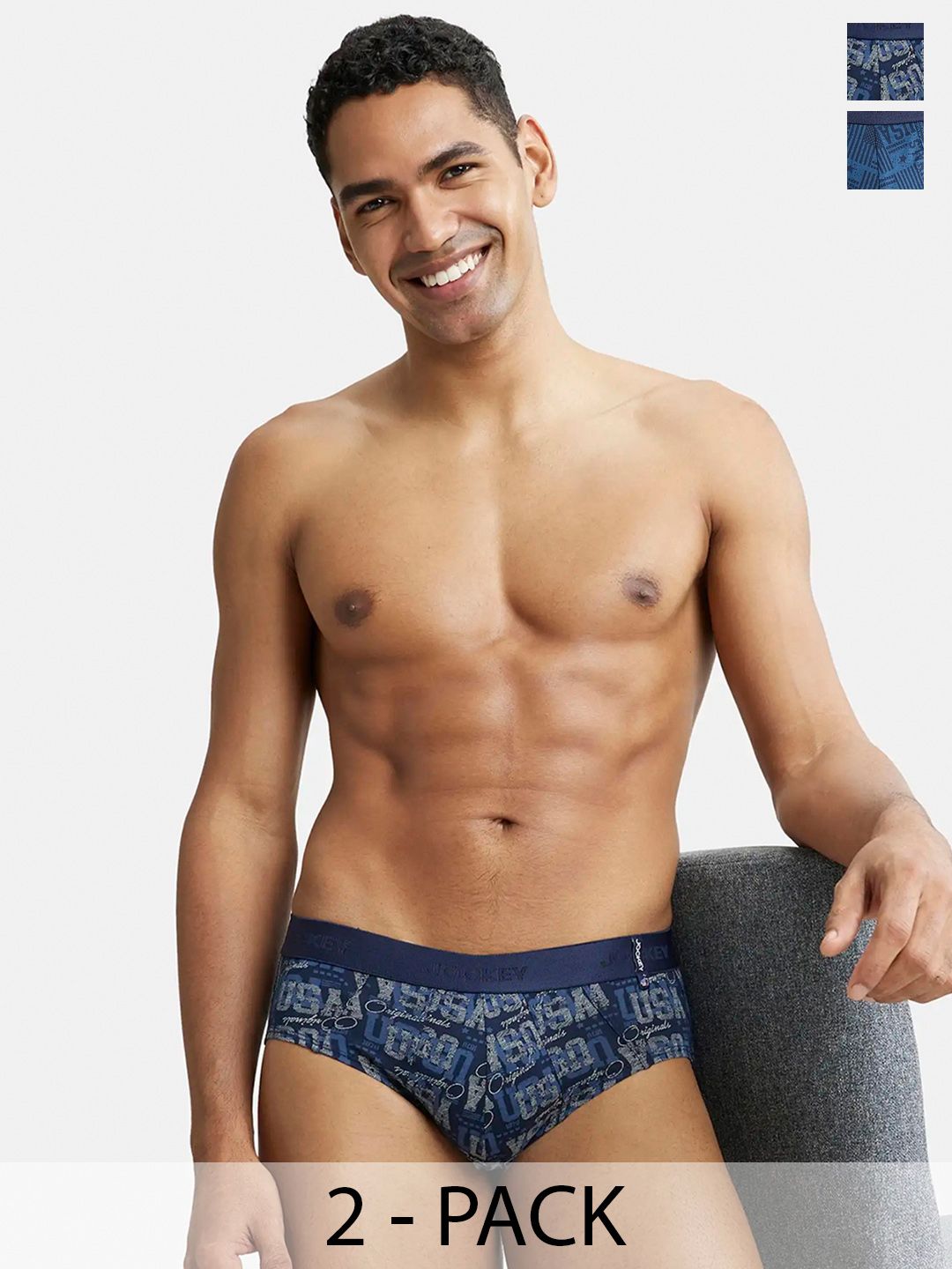 Jockey Men Pack Of 2 Teal Printed Cotton Basic Briefs-picture-10