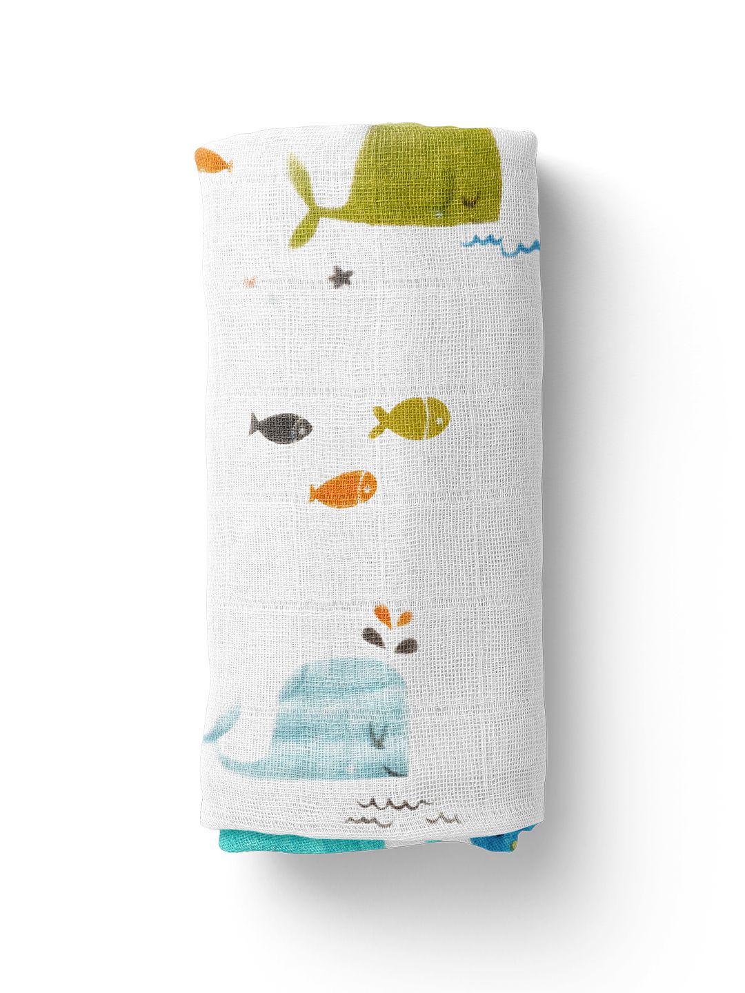 Moms Home Kids Organic Cotton Soft Baby Muslin Swaddle Bluewhale-image-1