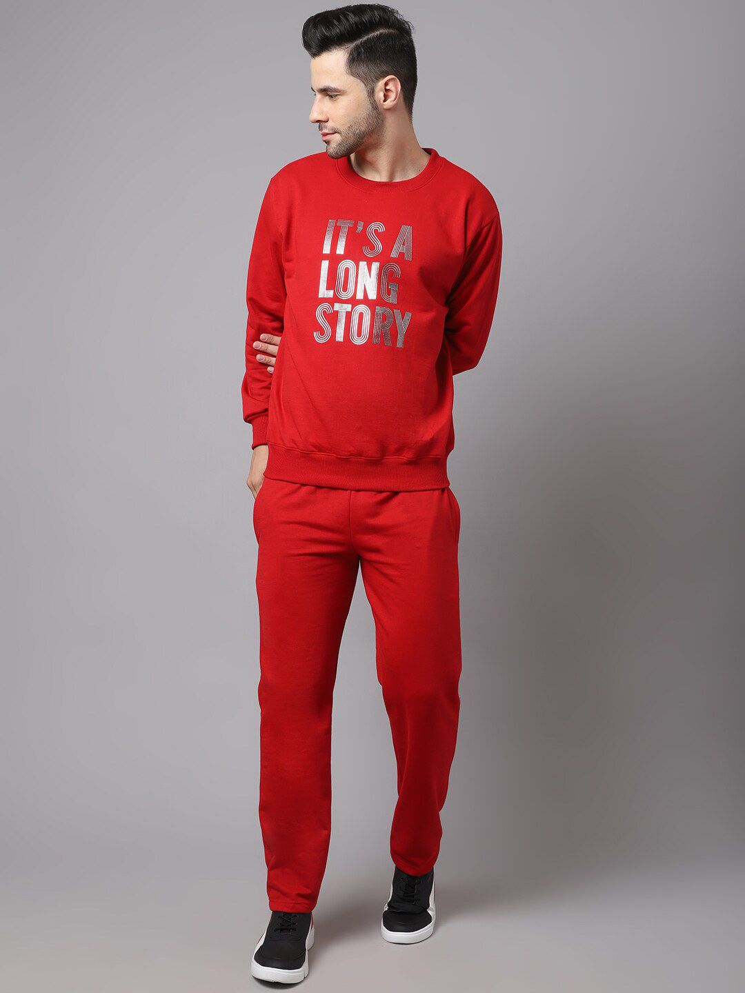 mack jonney VIMAL JONNEY Men Maroon Typography Printed Tracksuit-picture-14