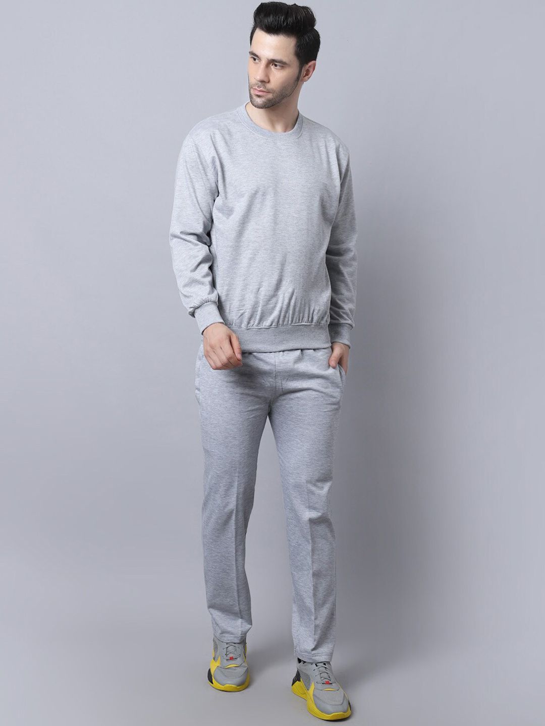 mack jonney VIMAL JONNEY Men Grey Melange  Solid Tracksuit-picture-20