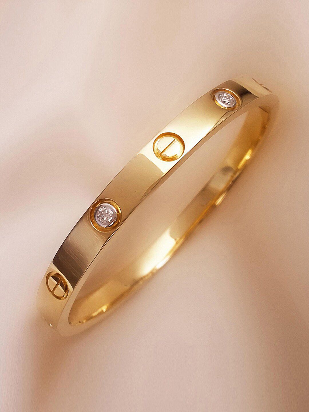 Jewels Galaxy Women Gold-Toned American Diamond Gold-Plated Bangle-Style Bracelet-picture-38