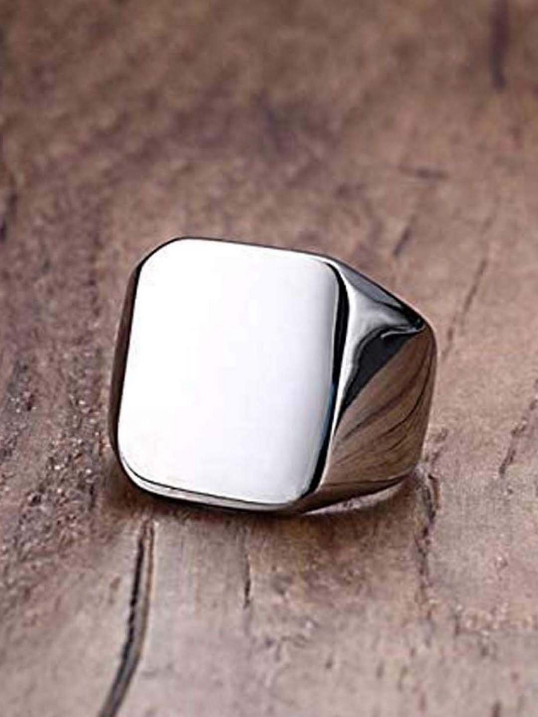 UNIVERSITY TRENDZ 18k Stainless Steel Silver-Plated Square Ring-picture-19