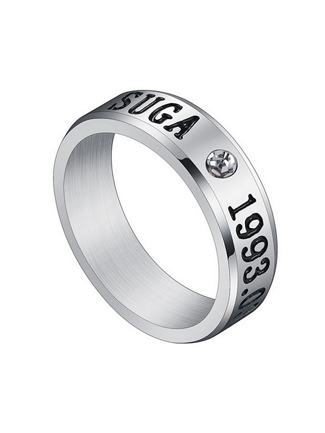 UNIVERSITY TRENDZ Unisex Silver-Plated K-POP Suga Signature Stainless Steel Ring-picture-58