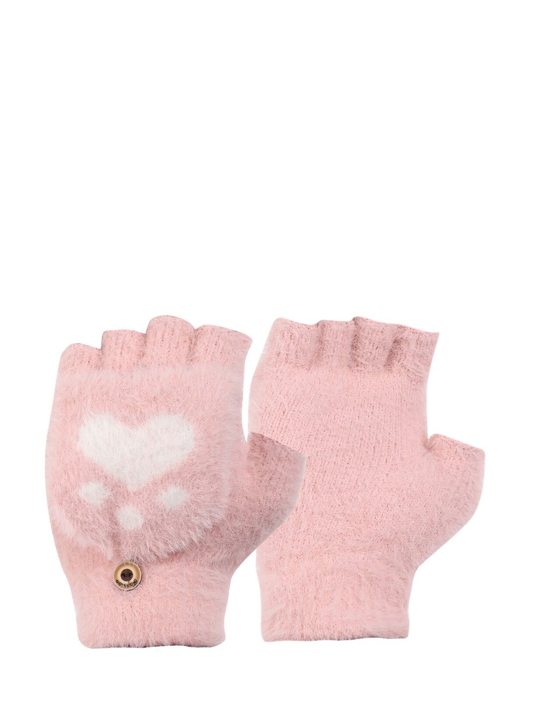 ELLIS Pink & White Patterned 2 In 1 Gloves-image-35