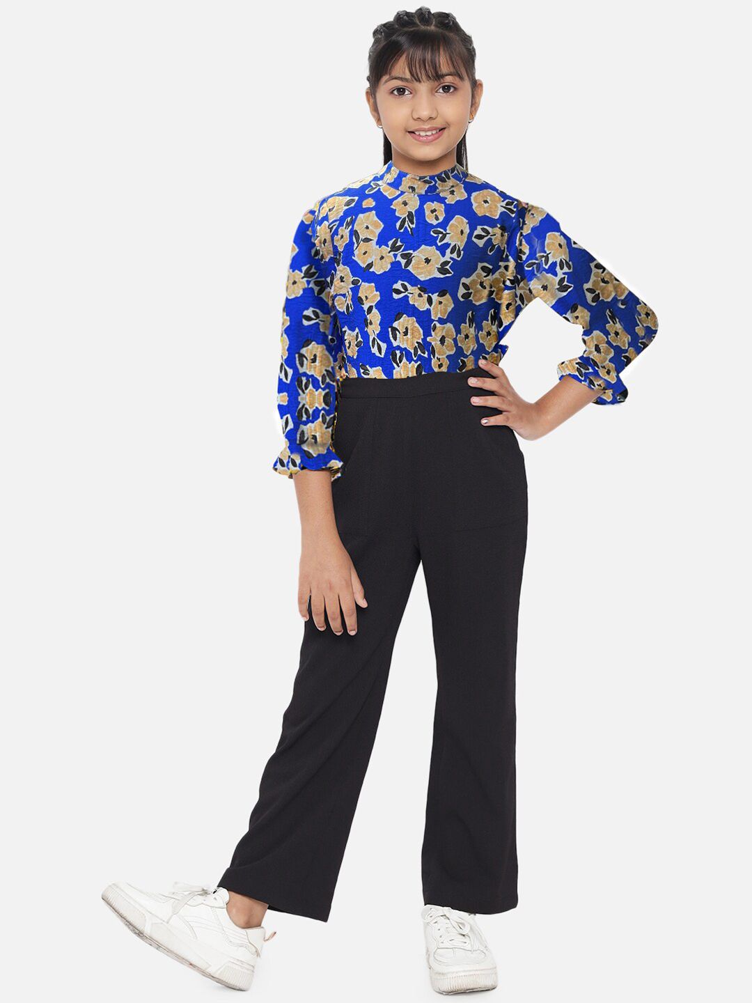 luyk Girls Black & Blue Printed Basic Jumpsuit-picture-35