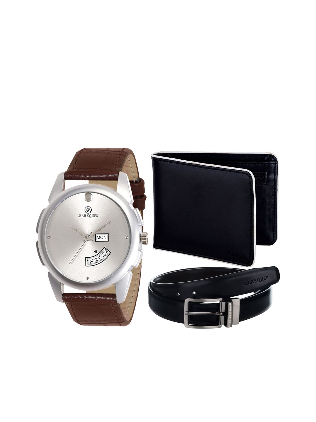 MARKQUES Men Black & Brown Solid Leather Accessory Gift Set-picture-14