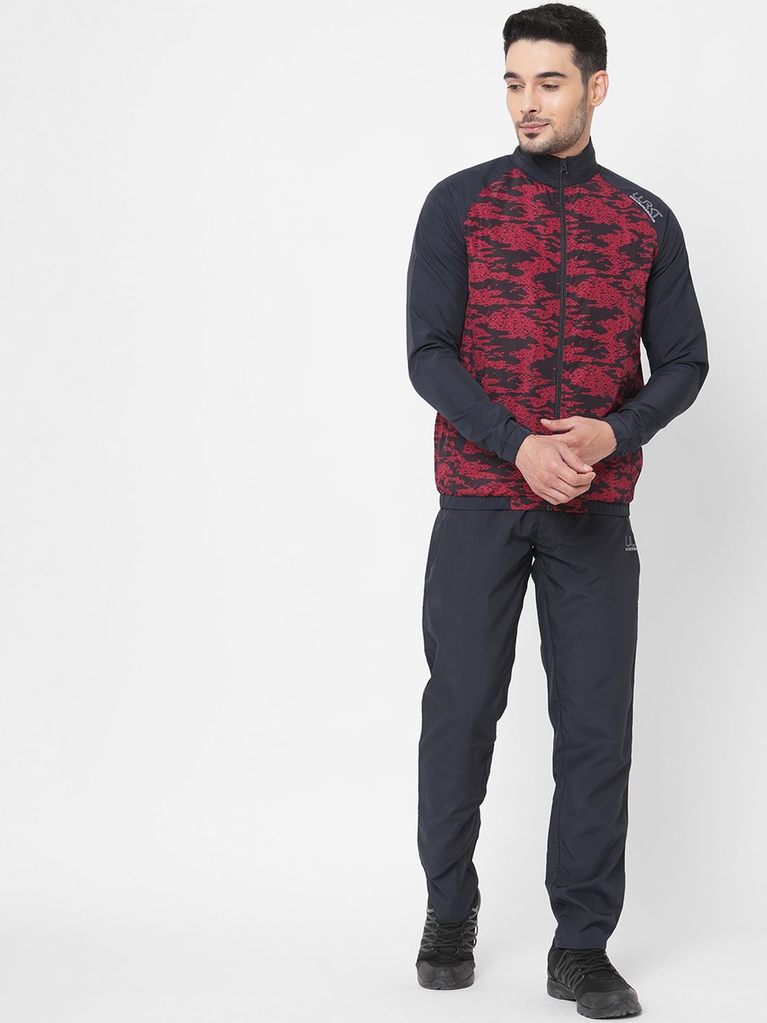 Sweet Dreams Men Navy Blue Printed Full Sleeves Fleece Tracksuit-image-0