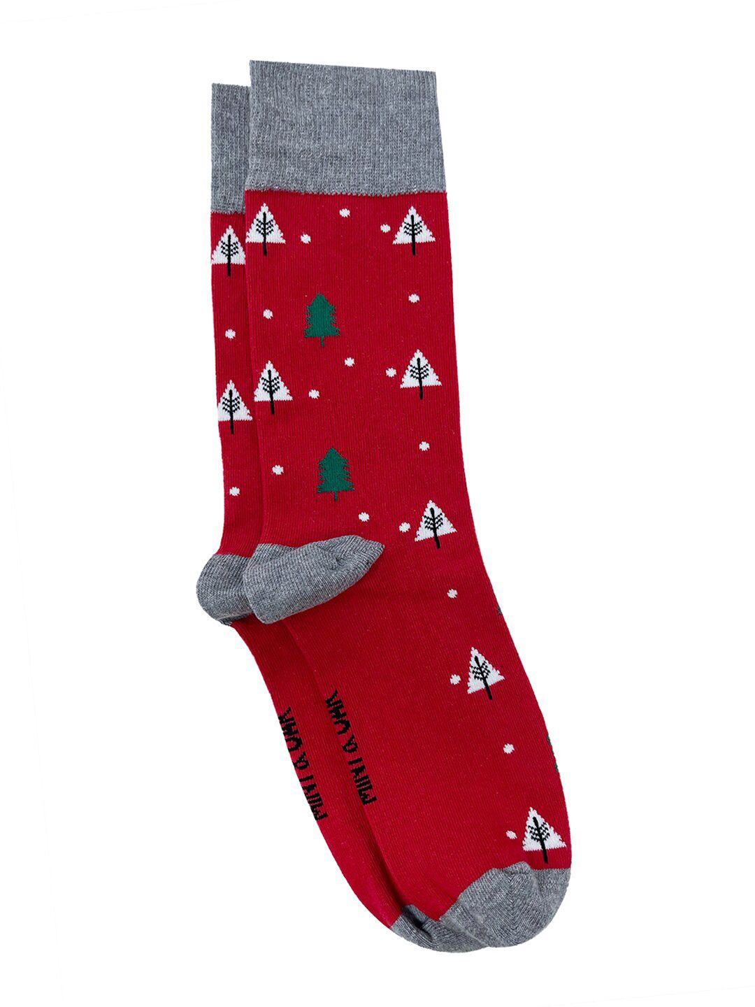 Mint & Oak Men Red & Grey Melange Patterned Above Ankle Length Socks-image-1